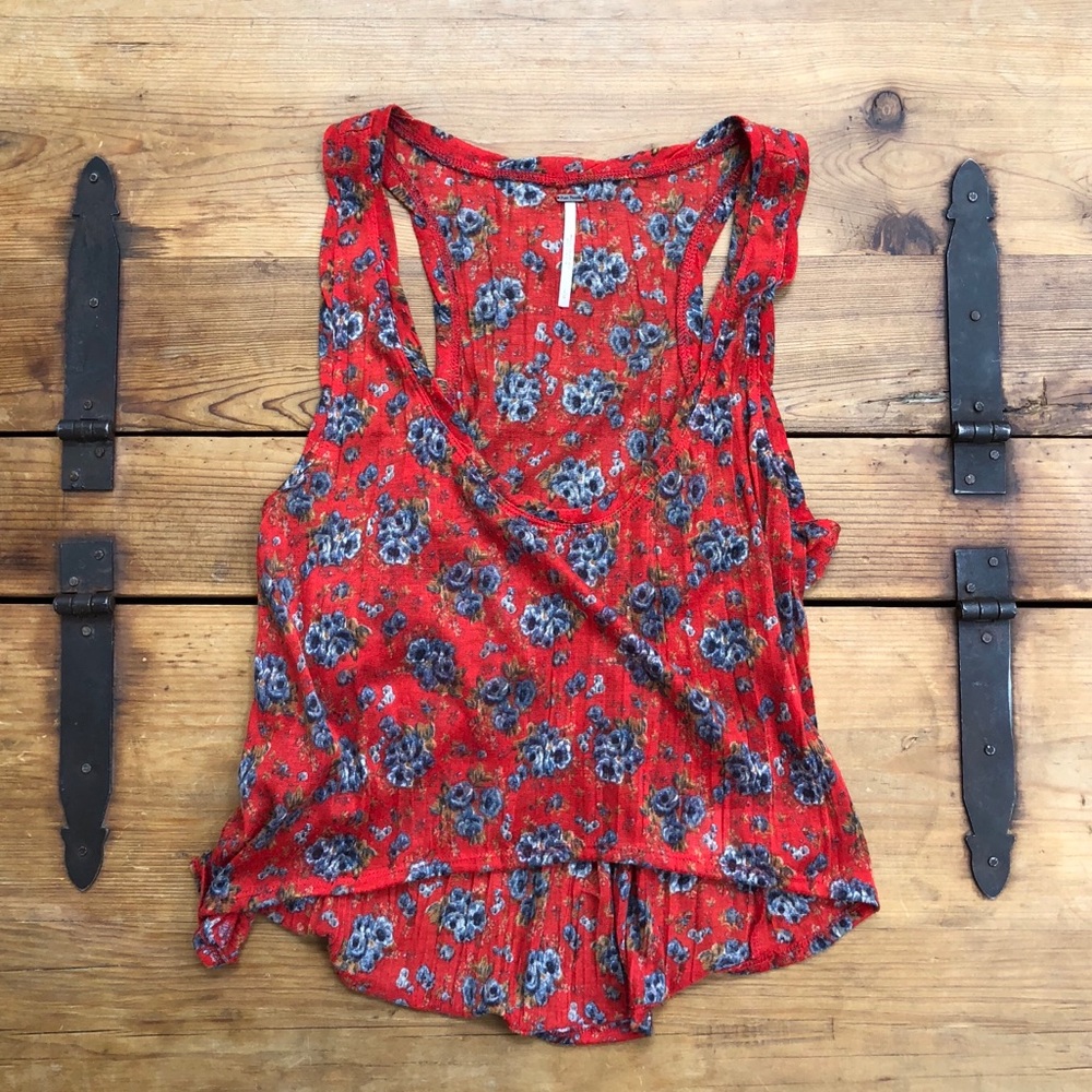 Free People Floral Racerback Tank Top